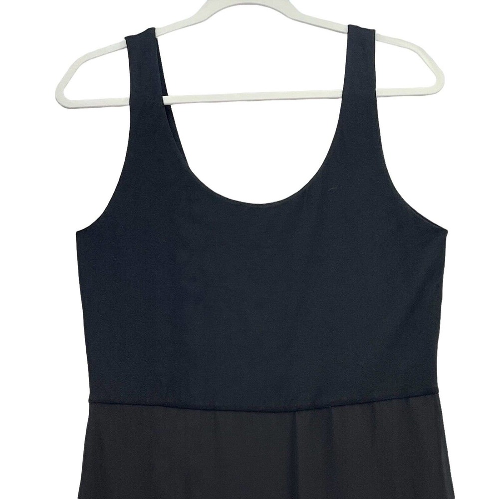 Vince Camuto Maxi Tank Dress Womens Sz Large Black Sheer Overlay Stretch Slits - Picture 3 of 10
